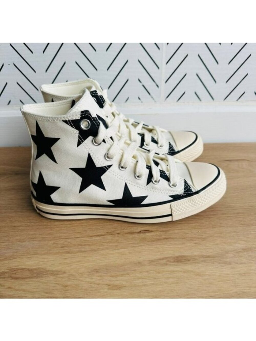 ⭐Converse Chuck Taylor Large Stars Hi Sz 7.5 Women Shoes Sneakers Ivory A09898F